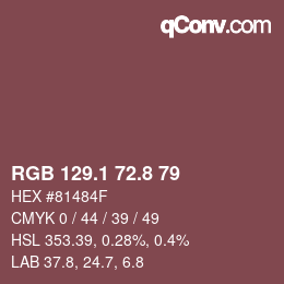 カラーコード: RGB 129.1 72.8 79 | qconv.com