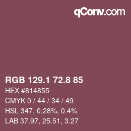 カラーコード: RGB 129.1 72.8 85 | qconv.com