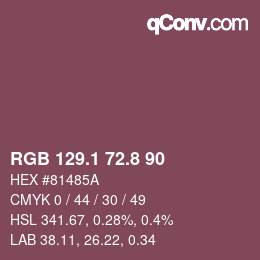 カラーコード: RGB 129.1 72.8 90 | qconv.com