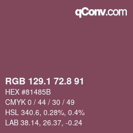 Color code: RGB 129.1 72.8 91 | qconv.com