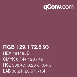 カラーコード: RGB 129.1 72.8 93 | qconv.com
