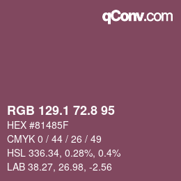 カラーコード: RGB 129.1 72.8 95 | qconv.com