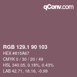 カラーコード: RGB 129.1 90 103 | qconv.com