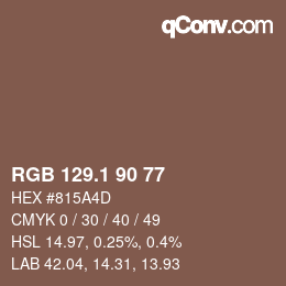 カラーコード: RGB 129.1 90 77 | qconv.com