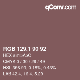 カラーコード: RGB 129.1 90 92 | qconv.com