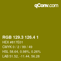 カラーコード: RGB 129.3 126.4 1 | qconv.com