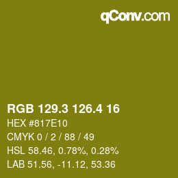 カラーコード: RGB 129.3 126.4 16 | qconv.com