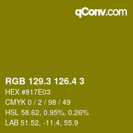 カラーコード: RGB 129.3 126.4 3 | qconv.com