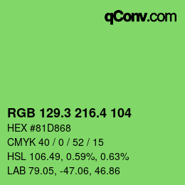 カラーコード: RGB 129.3 216.4 104 | qconv.com