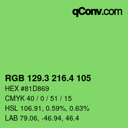 カラーコード: RGB 129.3 216.4 105 | qconv.com