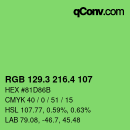 カラーコード: RGB 129.3 216.4 107 | qconv.com