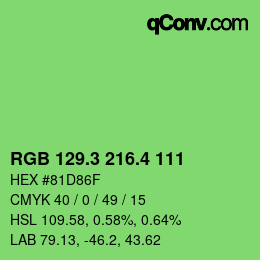 カラーコード: RGB 129.3 216.4 111 | qconv.com