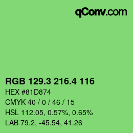 カラーコード: RGB 129.3 216.4 116 | qconv.com