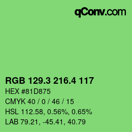 カラーコード: RGB 129.3 216.4 117 | qconv.com