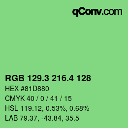 カラーコード: RGB 129.3 216.4 128 | qconv.com