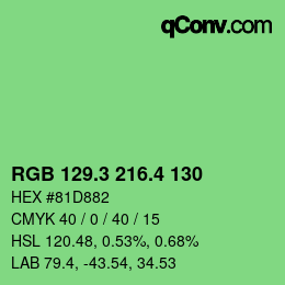 カラーコード: RGB 129.3 216.4 130 | qconv.com