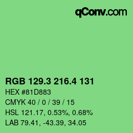 カラーコード: RGB 129.3 216.4 131 | qconv.com