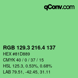 カラーコード: RGB 129.3 216.4 137 | qconv.com