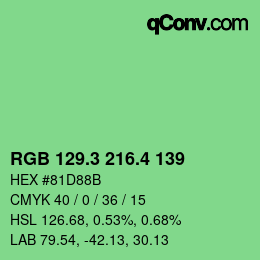 カラーコード: RGB 129.3 216.4 139 | qconv.com