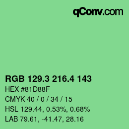 カラーコード: RGB 129.3 216.4 143 | qconv.com