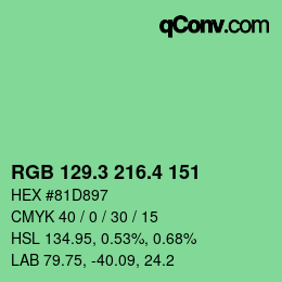 カラーコード: RGB 129.3 216.4 151 | qconv.com