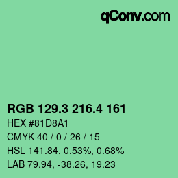 カラーコード: RGB 129.3 216.4 161 | qconv.com