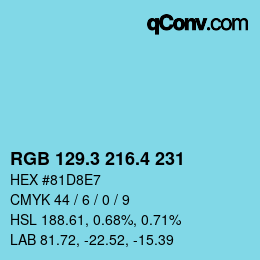 カラーコード: RGB 129.3 216.4 231 | qconv.com