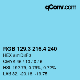 カラーコード: RGB 129.3 216.4 240 | qconv.com