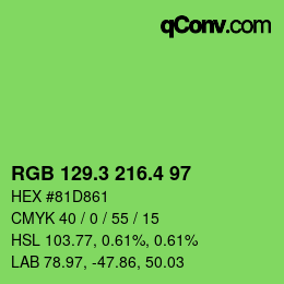 カラーコード: RGB 129.3 216.4 97 | qconv.com