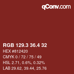 カラーコード: RGB 129.3 36.4 32 | qconv.com