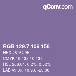 カラーコード: RGB 129.7 108 158 | qconv.com