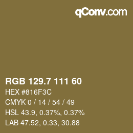 カラーコード: RGB 129.7 111 60 | qconv.com
