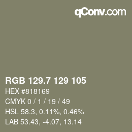 カラーコード: RGB 129.7 129 105 | qconv.com