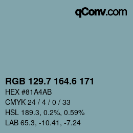 カラーコード: RGB 129.7 164.6 171 | qconv.com