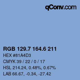カラーコード: RGB 129.7 164.6 211 | qconv.com