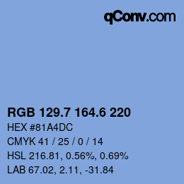 カラーコード: RGB 129.7 164.6 220 | qconv.com
