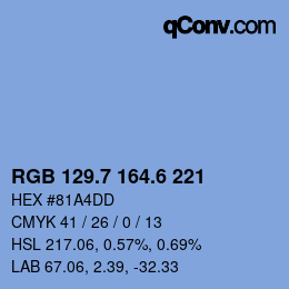 カラーコード: RGB 129.7 164.6 221 | qconv.com