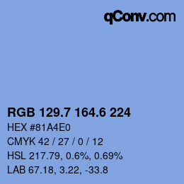 カラーコード: RGB 129.7 164.6 224 | qconv.com