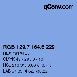 カラーコード: RGB 129.7 164.6 229 | qconv.com