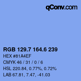 カラーコード: RGB 129.7 164.6 239 | qconv.com