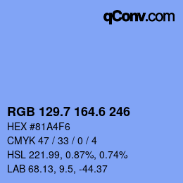 カラーコード: RGB 129.7 164.6 246 | qconv.com