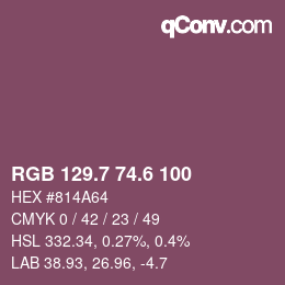カラーコード: RGB 129.7 74.6 100 | qconv.com
