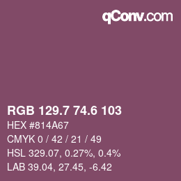 カラーコード: RGB 129.7 74.6 103 | qconv.com
