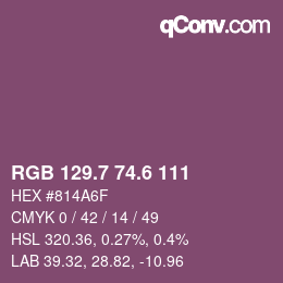 カラーコード: RGB 129.7 74.6 111 | qconv.com