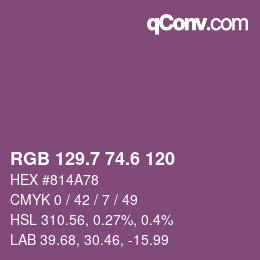 カラーコード: RGB 129.7 74.6 120 | qconv.com