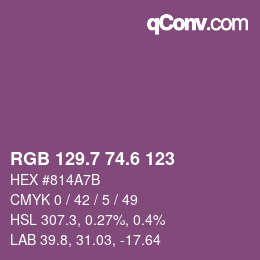 カラーコード: RGB 129.7 74.6 123 | qconv.com