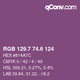 カラーコード: RGB 129.7 74.6 124 | qconv.com