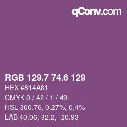 カラーコード: RGB 129.7 74.6 129 | qconv.com