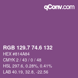 カラーコード: RGB 129.7 74.6 132 | qconv.com
