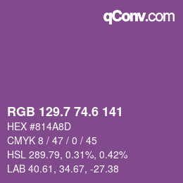 カラーコード: RGB 129.7 74.6 141 | qconv.com